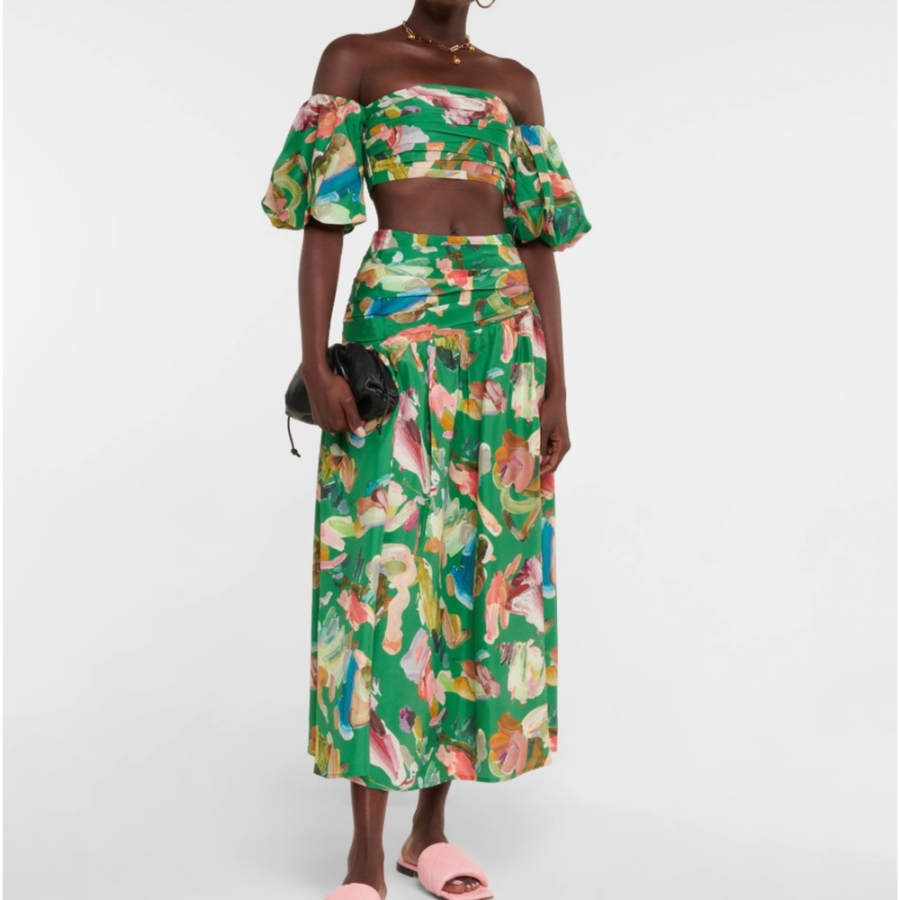 Alemais Arlo Silk Floral Puff Sleeve Crop Top size 2 (AUS 6)